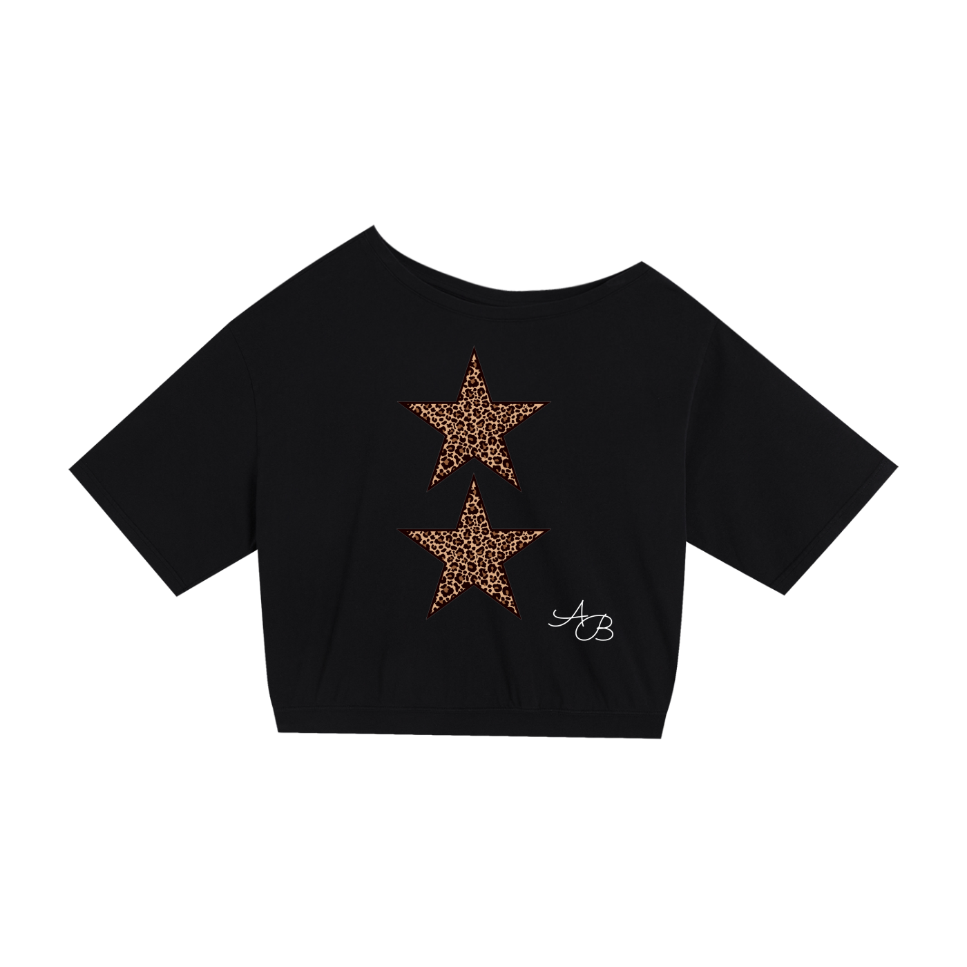 Asymmetric Shoulder Oversized Cheetah Star T-Shirt